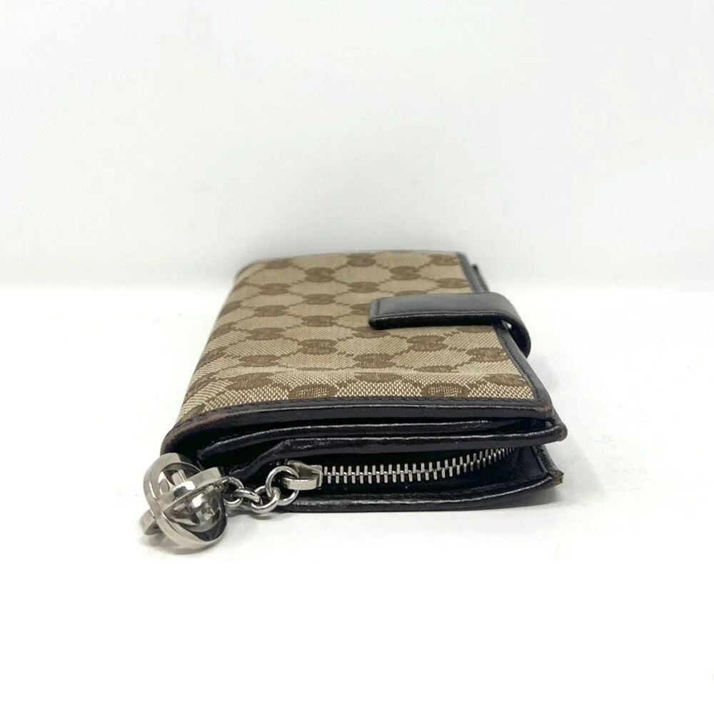Gucci GG Monogram Canvas Zip Wallet‎ Black Leather Trim - Picture 9 of 12